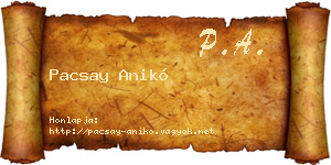 Pacsay Anikó névjegykártya